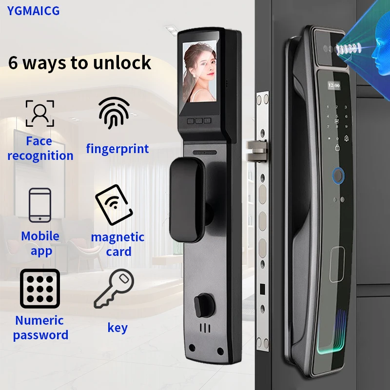WIFI 3D rozpoznávanie tváre smart lock odtlačkov prstov biometrické kartu kľúčové digitálny zámok mobilný telefón na diaľkové ovládanie smart home dverí zamky