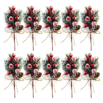 10pcs 15 cm Umelé Červené Bobule Pobočiek Falošné Červeného Ovocia Pobočiek Vianočné Ozdoby Domov Festival Vianočný Strom Decor Príslušenstvo  5