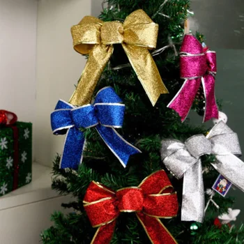 10PCS Dosť Veľké Luky Bowknot Ozdoby na Vianočné stromčeky Vianočné Závesné Prívesok Nový Rok, Vianoce, Vianočné Dekorácie pre Domov  5