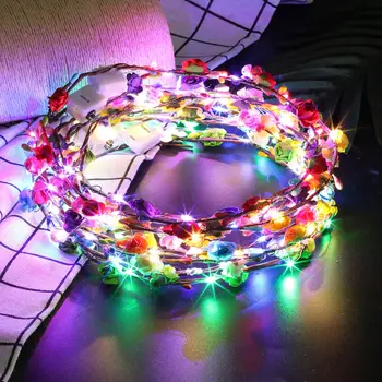 1pc Svetelný 10-LED Headpiece Garland Žena kórejský Ratan Hlava Kvet hlavový most Žiariace Headdress pre Svadobné Party Vianoce  5