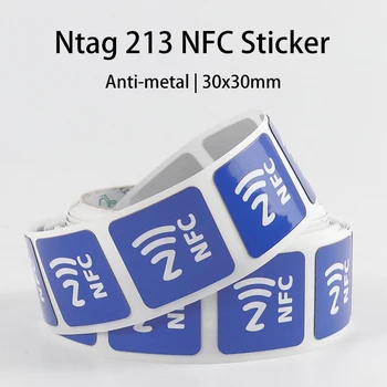 20pcs Anti-Kovové Štítky NFC NTAG213 NFC Nálepky Práce Na Kovové samolepiaci 30x30mm NFC Tag 144 Bajtov Pamäte  5