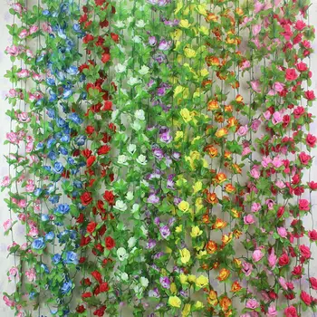 220 cm Simulované Kvety Viniča Faux Kmeňových Veniec Veniec Rastliny Svadobné Dekorácie Umelý Kvet Stene Visí Umelé Rastliny  5