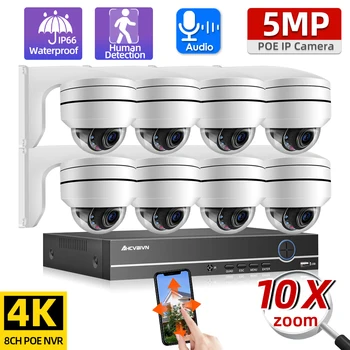 4K NVR POE 8CH S PTZ Zoom Fotoaparát Kit 5MP Ľudských Detekcie 10X Zoom POE Bezpečnostné Kamery Nastaviť Zvukové CCTV kamerový Auta  5
