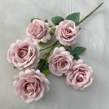 5 ks Faxu 6heads Milú Rose Hodváb Umelé Kvety pre Domova Falošné Kvety Ruže Svadobné Party Pozadie Kvety Layout  5