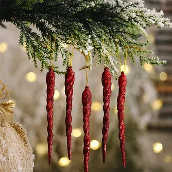 5 Ks/taška 13 cm Dlhé Vianočné Dekorácie Prívesok Ice Pásy Stromov, Závesné Dekorácie Zimná Strana Nový Rok Dekorácie  4