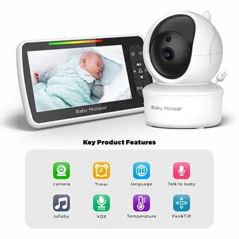 5 palce Baby Monitor INFRAČERVENÉ Nočné Videnie Teplota Intercom VOX Mód Video Ochranný Dohľad Fotoaparát Walkie Talkie Opatrovateľky  5