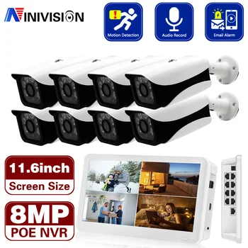 8CH 4K POE NVR kamerovým Systémom Kit Vonkajší Krytý Domov 8MP Bullet IP Kamera Video Dohľad Auta P2P CCTV POE NVR Nastaviť  5