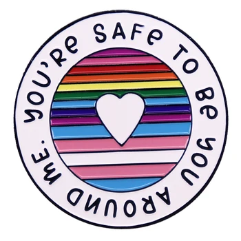 A2748 Ste v bezpečí, aby ste sa okolo mňa Homosexuálov a Lesbičiek Smalt Brošne LGBT Batoh Odznak Rainbow Klopě Pin Šperky Priateľov Darčeky  5