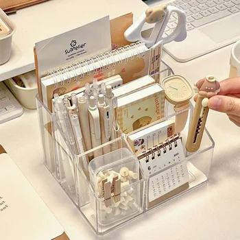 Akryl úložný box študent ploche držiak na pero vysokej estetickej office dekorácie tvorivé transparentná polica stôl  10