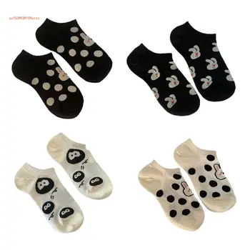 Bavlnené Ponožky Bežné Neviditeľné Nízky Rez No Show Ponožky Krátke Ponožky pre Ženy  5