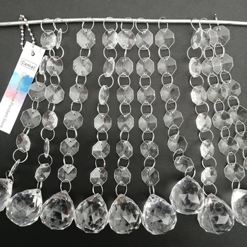 Camal 60pcs 16,5 cm Diamond Loptu Prívesok Akryl Crystal Octagon Perličiek String Garland Reťazca Lampa Luster Strany Opony Svadbu  5