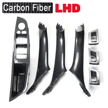 Carbon Fiber RHD LHD Auto Interiérové Dvere, Rukoväť, vhodný Pre BMW série 5 F10 F11 520d 525d 530d 535i Vnútorné Panel Vytiahnite Kryt Výbava  5