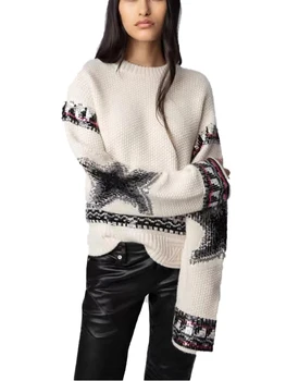 Cezhraničné Z & Vol Jeseň a v zime dizajn zmysel zdobené flitrami cashmere sveter, koniec super ťažký priemysel, semi-ahoj  5