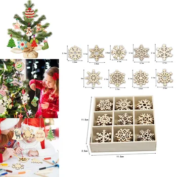 DIY Vianočné Drevené Dekoračné Ozdoby S laná Vianoce, Vianočný Darček Decor Visí Plátky snehové Vločky Tvary  5
