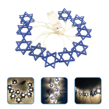 Dovolenka Vianočné Dekorácie Hanukkah Strany Dodáva Svetlo Hviezda David Krytý Astetic Izba Víla String Svetlo Hviezdy Dekorácie  5