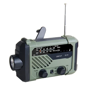 HOT-2000Mah Núdzové Počasie Rádio S Solárne Nabíjanie, Ručne Kľukou A Batérie, Prenosné Rádio S Baterkou  5