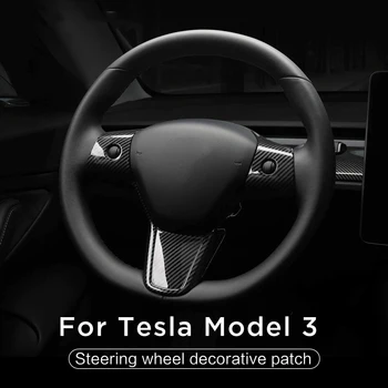 Interiéru vozidla Kryt pre Tesla Model 3 Y 2017-2020 Uhlíkových Vlákien Volantu, Ochranný Rám, Patch Výbava Príslušenstvo  5