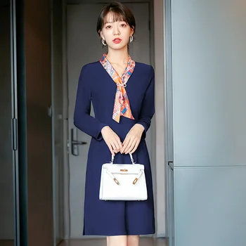 Kórejský Jar Vyhovovali Golier Temperament Midi Šaty Žien Dizajn Slim Bodycon Šaty Elegantné Módne Office Lady High-End Sexy Šaty  5