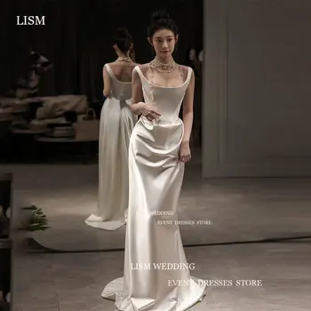 LISM Elegantné A-Line Kórea Jednoduché Mariage Nevesta Šaty fotenie Popruhy Dĺžka Podlahy Ženy Formálne Večerné Šaty  5