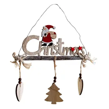 Opakovane Vianočné Prívesok Dovolenku Prívesok Ornament Živej Slávnostné Drevené Vianočné Dverí Visí Tabuľa Oko-lov Dovolenku  4