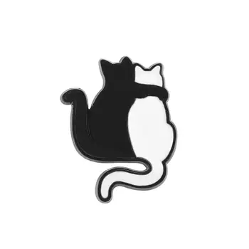 Roztomilý Kreslený Čierna A Biela Mačka Objímanie Mačky Origam Odznak Pin Mačka Brošňa Klope Brošňa Smalt Pin Pin Brošne  5