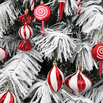 Strana navrhne Šumivé Vianočné Candy Cane Prívesky s ozdobná šnúrka na uniforme Slávnostný Vianočný Strom Dekorácie Realistické Nastavenie Svetlej Farby  5