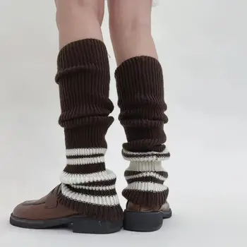 Vintage Športové Pribrala Pletené Leg Warmers Y2K Ženy Dlhý Prúžok Teľa Ponožky Harajuku Teplé Nohy Zahŕňa Punk Oblečenie Príslušenstvo  5