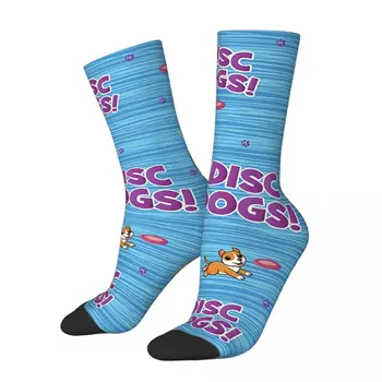 Vtipné Blázon Ponožky pre Mužov Disk Psov Hip Hop Harajuku Šťastný Vzor Vytlačené Chlapci Posádky Ponožky Bežné Darček  4