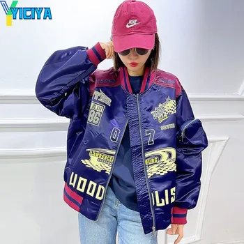 YICIYA bunda bomber ženy varsity Bundy nové vrchné oblečenie vintage racing American fashion Nadrozmerná Hip-hop Baseball Jacket coats  4