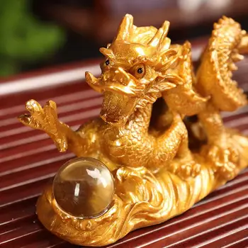 Čínsky Sľubný Peniaze Dragon Trofej Živice Socha Feng Shui Výzdoba Domov, Obývacej Izby, Spálne, Kancelárie Figúrky  5