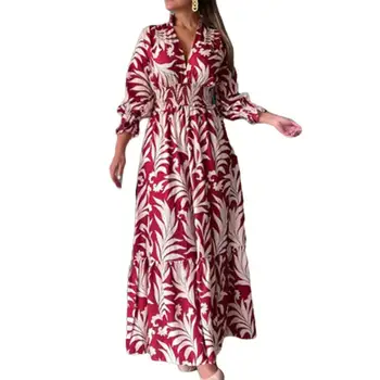 šaty pre ženy 2023 Maxi Šaty Štýlové tvaru Maxi Šaty s Skladaný Elastické Vysoký Pás Prehrabať Šitie Elegantné vestido  5