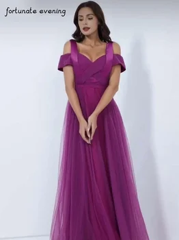Šťastie Večer Elegantný Purple Vintage Jednoduchého Tvaru Sexy A-Linka Na Mieru Formálne Príležitosti Prom Šaty Večerné Party Šaty  5